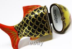 Limoges France Box Parry-vieille Vintage Gold & Black Fish Sailboat Clasp