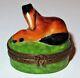 Limoges France Box Parry-vieille -chestnut Horse In A Meadow- Horse Shoe Clasp