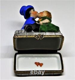 Limoges France Box Pierre Arquie Boy & Girl Kissing On Bench Couple In Love