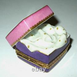 Limoges France Box Purple & Pink Gift Box & Porcelain Lingerie Bra & Panties