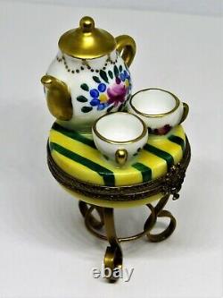 Limoges France Box Pv Table & Teapot & Teacups Le 134/250 Peint Main