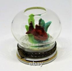 Limoges France Box Rochard Goldfish In A Glass Fish Bowl Coral & Pebbles