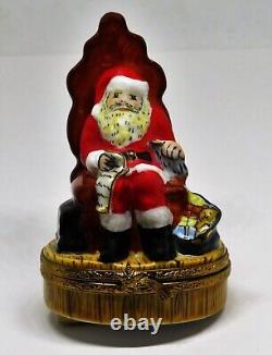 Limoges France Box Santa Claus In A Chair Naughty/nice List Christmas