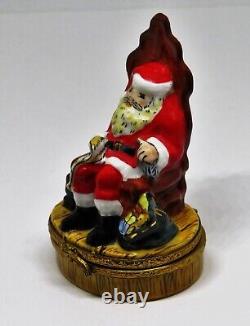 Limoges France Box Santa Claus In A Chair Naughty/nice List Christmas