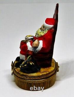 Limoges France Box Santa Claus In A Chair Naughty/nice List Christmas