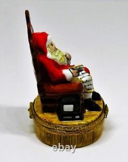 Limoges France Box Santa Claus In A Chair Naughty/nice List Christmas