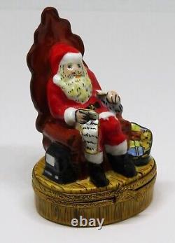 Limoges France Box Santa Claus In A Chair Naughty/nice List Christmas