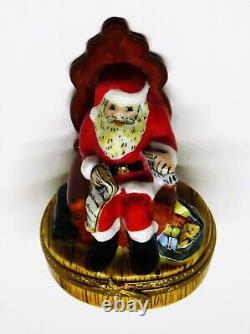 Limoges France Box Santa Claus In A Chair Naughty/nice List Christmas