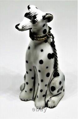 Limoges France Box Tall Dalmatian Dog & Medallion Chain Collar