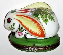 Limoges France Box- White Easter Bunny & Vegetables Carrots -turnips- Radishes