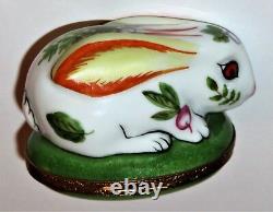 Limoges France Box- White Easter Bunny & Vegetables Carrots -turnips- Radishes