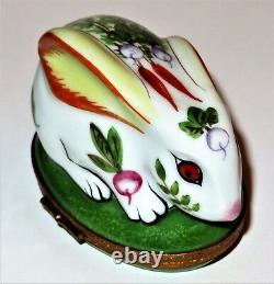 Limoges France Box- White Easter Bunny & Vegetables Carrots -turnips- Radishes