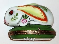 Limoges France Box- White Easter Bunny & Vegetables Carrots -turnips- Radishes