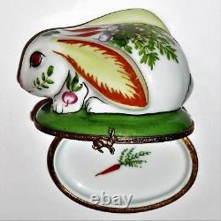 Limoges France Box- White Easter Bunny & Vegetables Carrots -turnips- Radishes