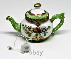 Limoges France Box -limoges Imports- Floral Teapot & Tea Bag Flowers Tea Pot