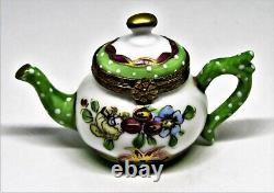 Limoges France Box -limoges Imports- Floral Teapot & Tea Bag Flowers Tea Pot