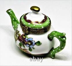 Limoges France Box -limoges Imports- Floral Teapot & Tea Bag Flowers Tea Pot