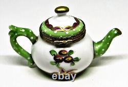 Limoges France Box -limoges Imports- Floral Teapot & Tea Bag Flowers Tea Pot