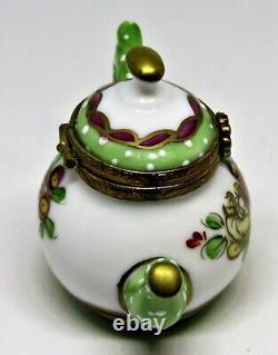 Limoges France Box -limoges Imports- Floral Teapot & Tea Bag Flowers Tea Pot