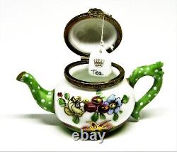 Limoges France Box -limoges Imports- Floral Teapot & Tea Bag Flowers Tea Pot