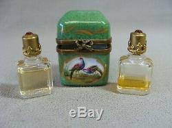 Limoges France CARON Perfume Box Hand Painted & 2 Parfumes Bottles 1 unopened
