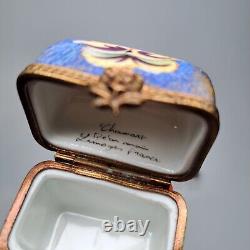 Limoges France Chamart Painted Floral Perfume Chest Box & 2 Glass Bottles Signed