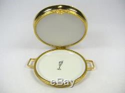Limoges France Champagne & Caviar Tray For Two Porcelain Trinket Box by Sinclair