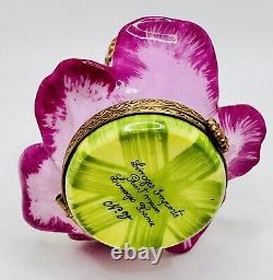 Limoges France Cherub Fairy Pink Flower Butterfly Wings Trinket Box Peint Main