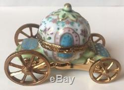 Limoges France Cinderella Carriage With Glass Slipper Trinket Box Euc