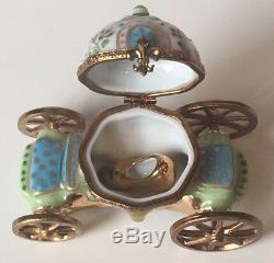 Limoges France Cinderella Carriage With Glass Slipper Trinket Box Euc