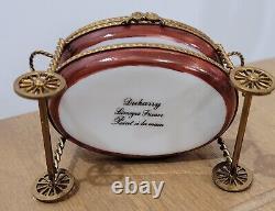 Limoges France Dubarry Tea Cart Peint A La Main Trinket Box