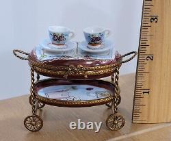 Limoges France Dubarry Tea Cart Peint A La Main Trinket Box