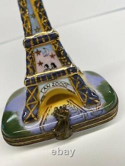 Limoges France Eiffel Tower Millenium Peint Main Trinket Box Limited Edition