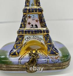 Limoges France Eiffel Tower Millenium Peint Main Trinket Box Limited Edition