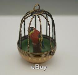 Limoges France Eximious Parrot In A Cage Pill Box Very Rare
