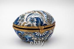 Limoges France Floral Egg Porcelain Box Trinket Jewlery France Handmade