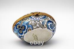 Limoges France Floral Egg Porcelain Box Trinket Jewlery France Handmade