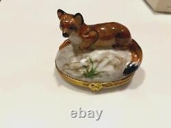 Limoges France Fox Vintage Trinket Box HAND PAINTED FOR TIFFANY&CO