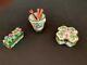 Limoges France Garden-themed Trinket Boxes, Three Examples