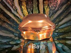Limoges France Gold Ring Trinket Pill Box Daisy Flower hinge Rare Old Pc Signed