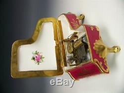 Limoges France H-painted 5 Trinket Piano Music Box Anniversary Song Works Great