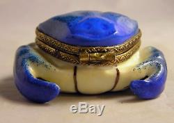 Limoges France Hand Painted Limited Edition #14 Of 500 Blue Crab Trinket Box
