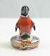 Limoges France Hand Painted Penguin In Santa Suit Christmas Trinket Box