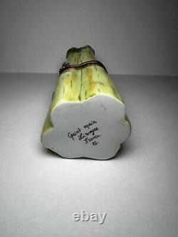 Limoges France Hand Painted Porcelain Asparagus Shaped Trinket Box