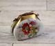Limoges France Hand Painted Purse With Flowers Trinket Box