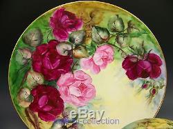 Limoges France Hand Painted Roses Jewelry Dresser Box 13 Charger & Trinket Box