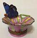 Limoges France Hand Painted Trinket Box Flower With Butterfly