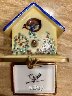 Limoges France Hand Painted Trinket Box Rochard BIRD HOUSE