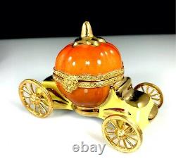 Limoges France Hand-painted Cinderella Magic Pumpkin Coach Keepsake Trinket Box
