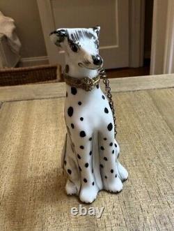 Limoges France Hinged Porcelain Trinket Box Peint a la Main Dalmatian Dog